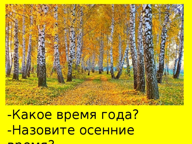 -Какое время года? -Назовите осенние время?