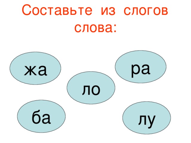 Составьте из слогов слова: ра жа ло ба лу