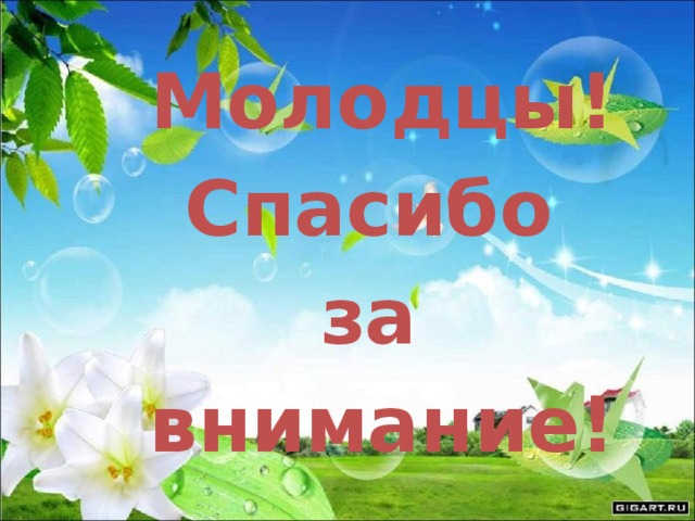 Молодцы! Спасибо за внимание!