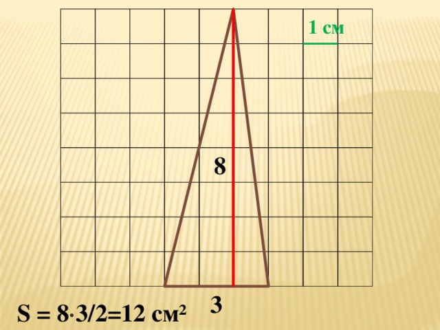 1 см 8 3 S = 8  3/2=12 cм²