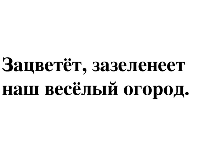 Зацветёт, зазеленеет  наш весёлый огород.