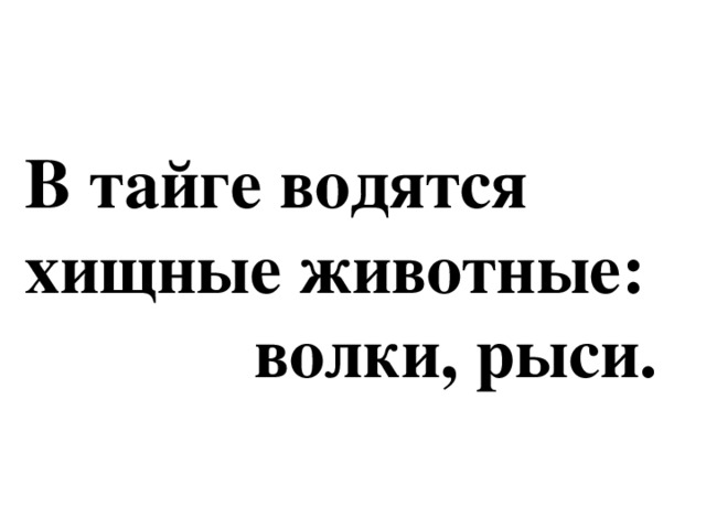 В тайге водятся  хищные животные:  волки, рыси.