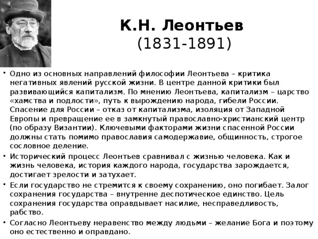 К.Н. Леонтьев  (1831-1891)