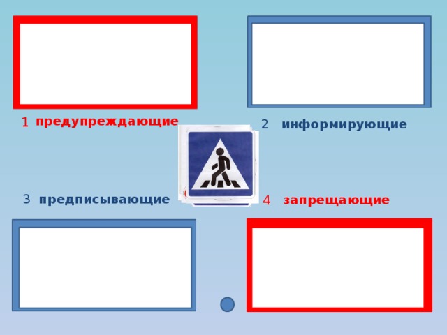 предупреждающие 1 2 информирующие 3 предписывающие запрещающие 4