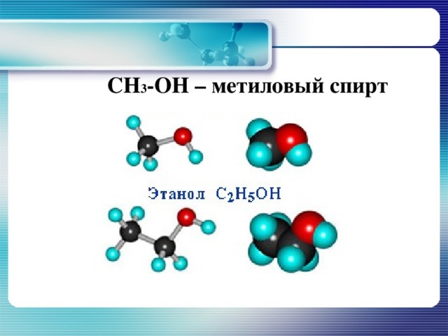 CH 3 -OH – метиловый спирт
