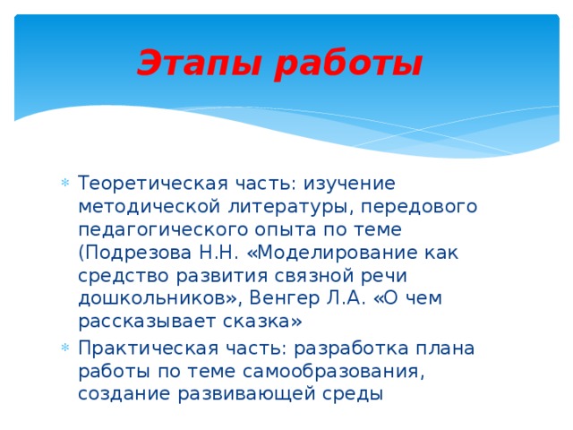 Этапы работы