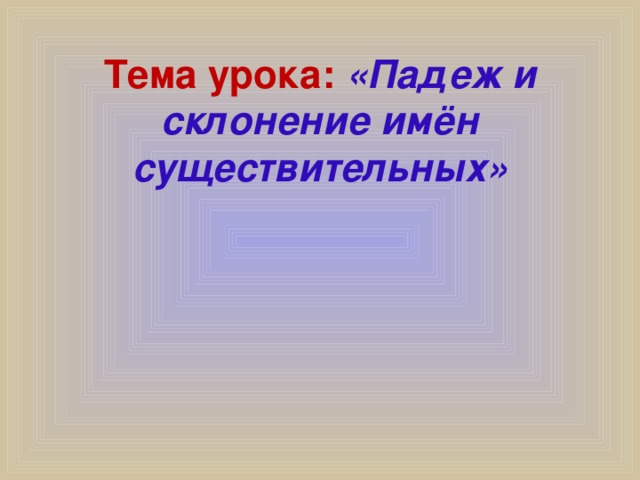 Тема урока: «Падеж и склонение имён существительных»