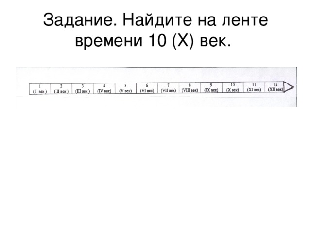 Задание. Найдите на ленте времени 10 (X) век.