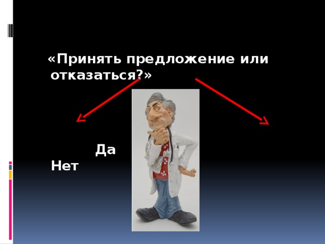 «Принять предложение или отказаться?»   Да      Нет