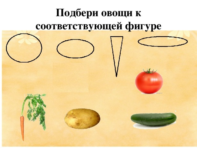 Подбери овощи к соответствующей фигуре