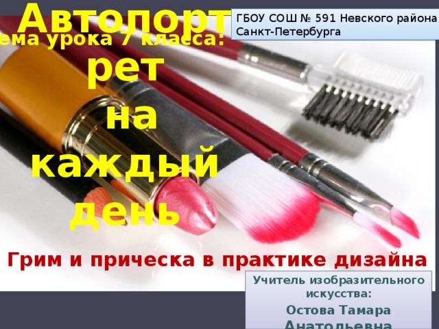 Автопортрет на каждый день грим и прическа в практике дизайна урок изо 7 класс презентация