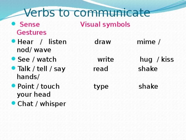 Verbs to communicate