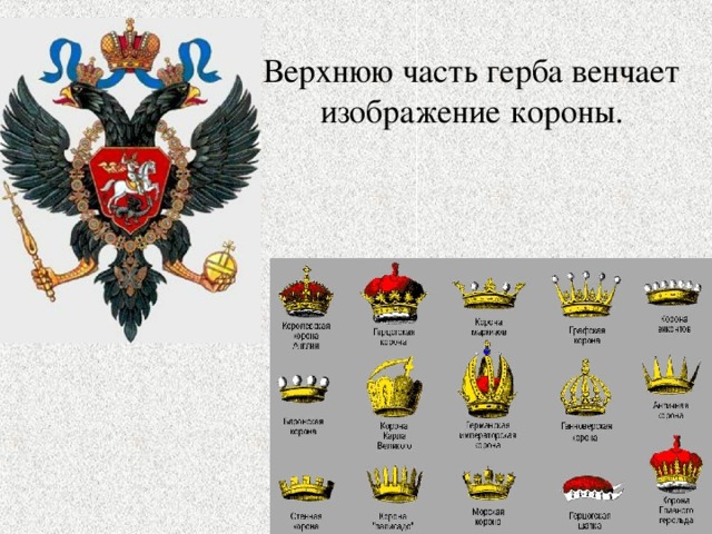 Верхнюю часть герба венчает изображение короны.