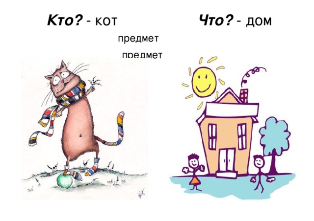 Кто? - кот Что? - дом   предмет предмет