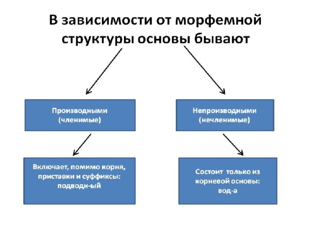 Основа слова типы. Членимая и нечленимая основа слова. Основы бывают. Виды основ слова. Основы бывают непроизводные и производные.