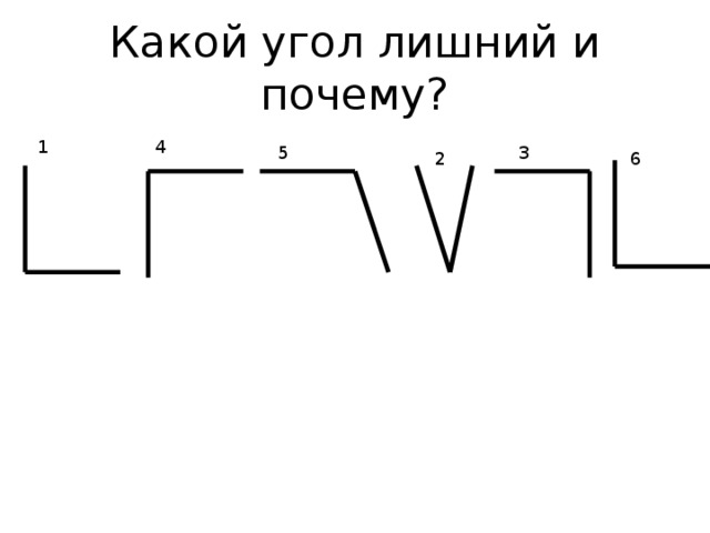 Какой угол лишний и почему? 1 4 5 3 2 6