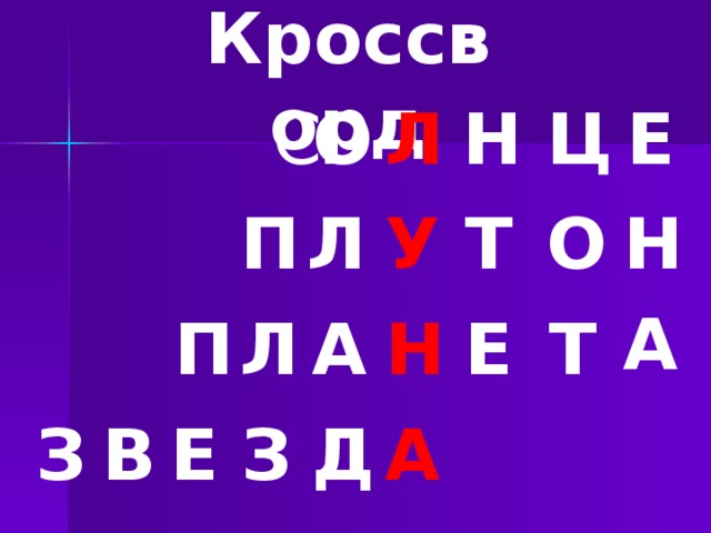 Кроссворд Ц Н Л О Е С П Л У Т О Н А Т П Л Е Н А З В Е З Д А