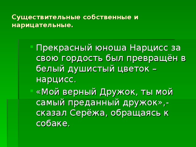 Существительные собственные и нарицательные.