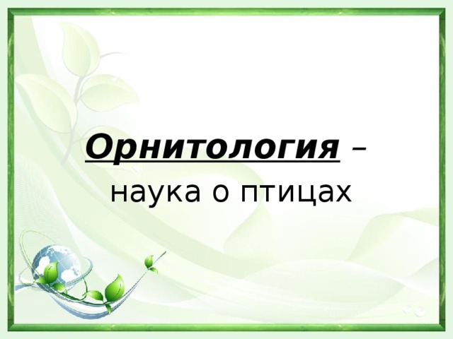 Орнитология –  наука о птицах