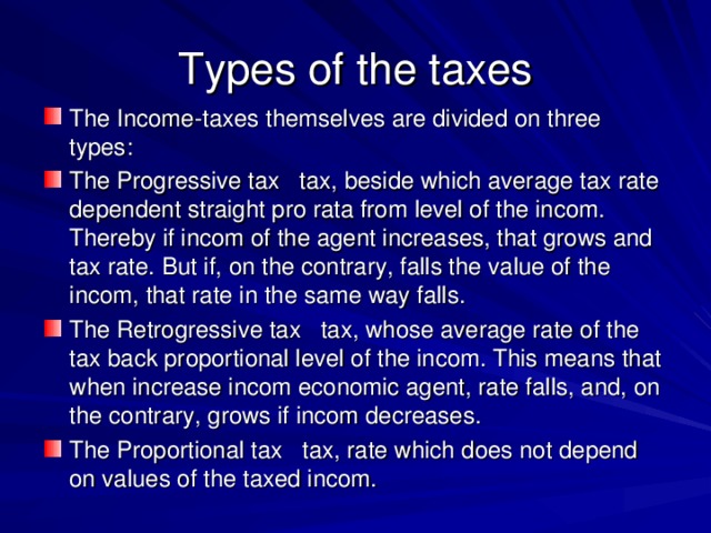 Types of the taxes