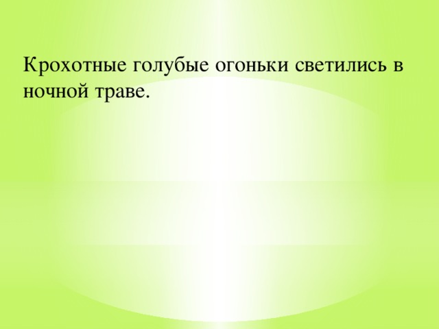 Крохотные голубые огоньки светились в ночной траве.