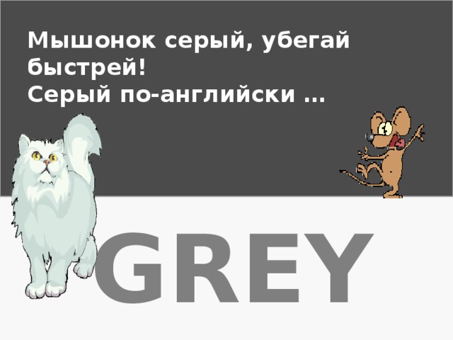 Мышонок серый, убегай быстрей! Серый по-английски … GREY