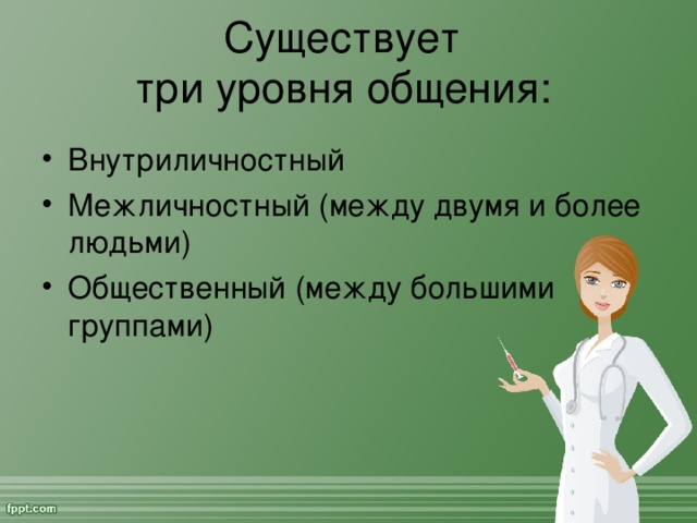 Существует  три уровня общения: