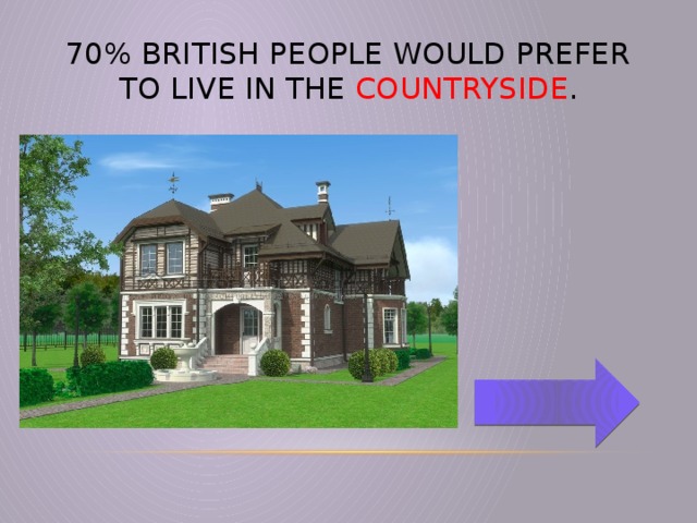 70% British people would prefer to live in the countryside .