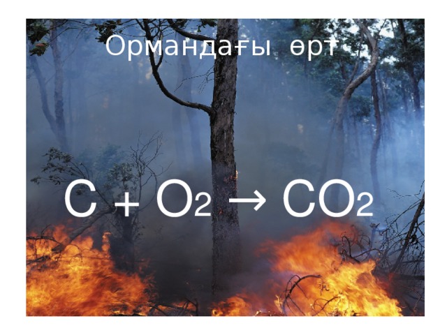 Ормандағы өрт C  +  O 2  →  CO 2