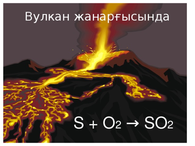 Вулкан жанарғысында S + O 2 → SO 2
