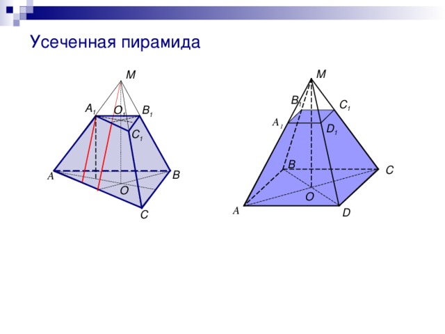 Усеченная пирамида М М В 1 С 1 А 1 В 1 О 1 А 1 D 1 С 1 В С В А О О А D С