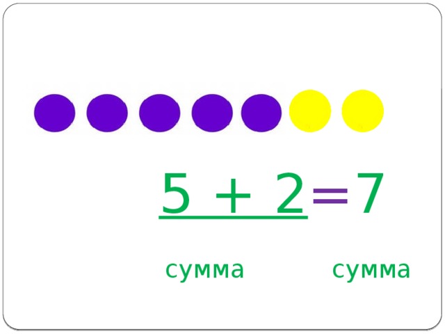 5 + 2 = 7   сумма сумма