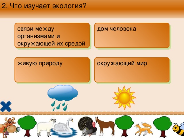 2. Что изучает экология? связи между организмами и окружающей их средой дом человека  живую природу  окружающий мир  