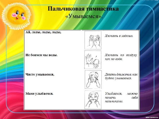 Пальчиковая гимнастика «Умываемся».