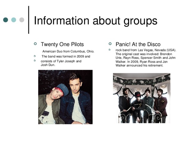 Information about groups