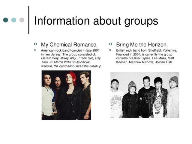 Information about groups