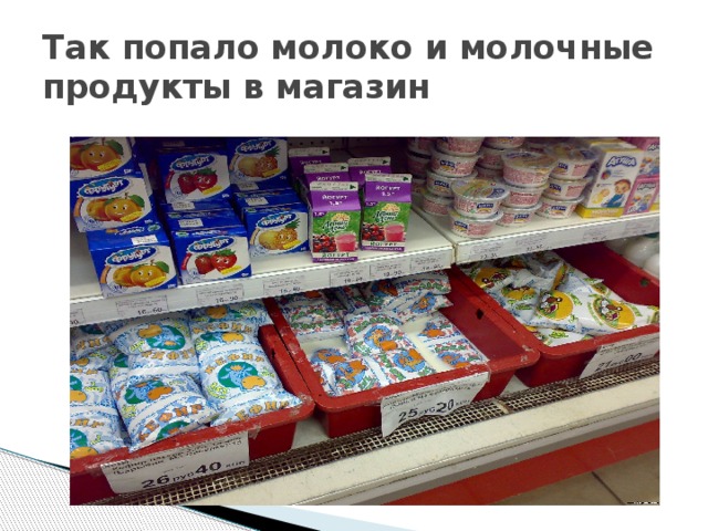 Так попало молоко и молочные продукты в магазин