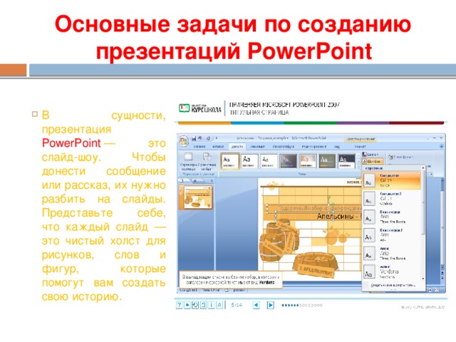 Основные задачи по созданию презентаций PowerPoint
