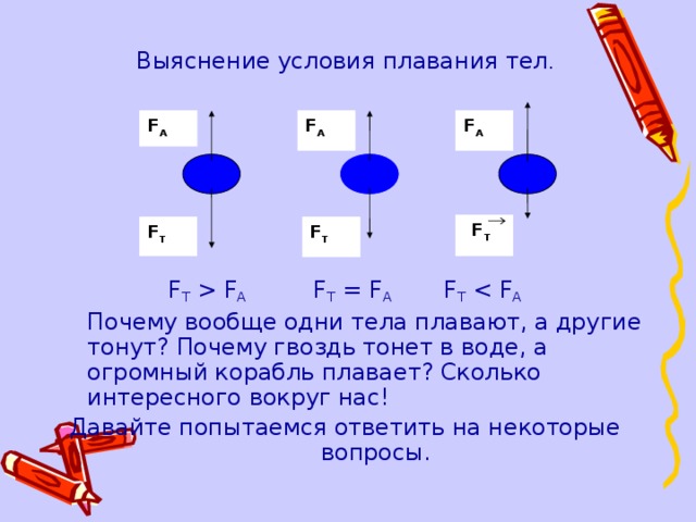 Почему плавает тяжелое судно а железный гвоздь