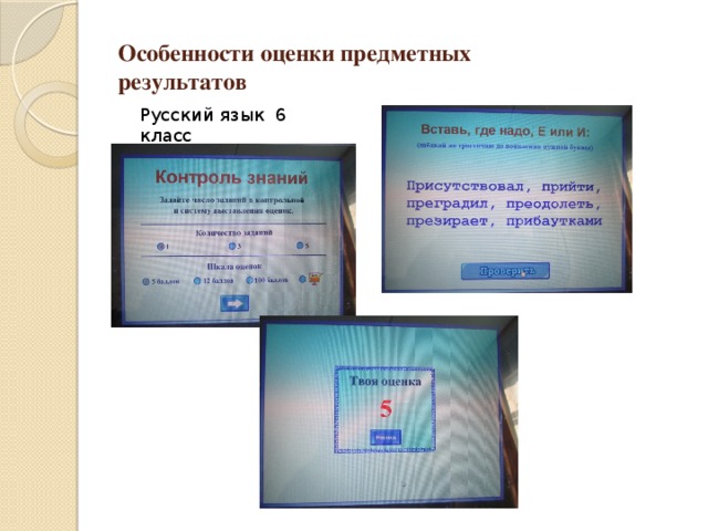 Особенности оценки предметных  результатов Русский язык 6 класс