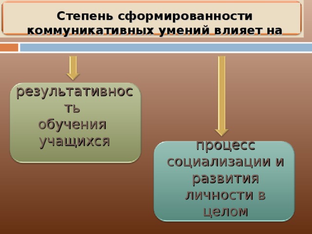 Степень сформированности коммуникативных умений влияет на результативность обучения учащихся процесс социализации и развития личности в целом