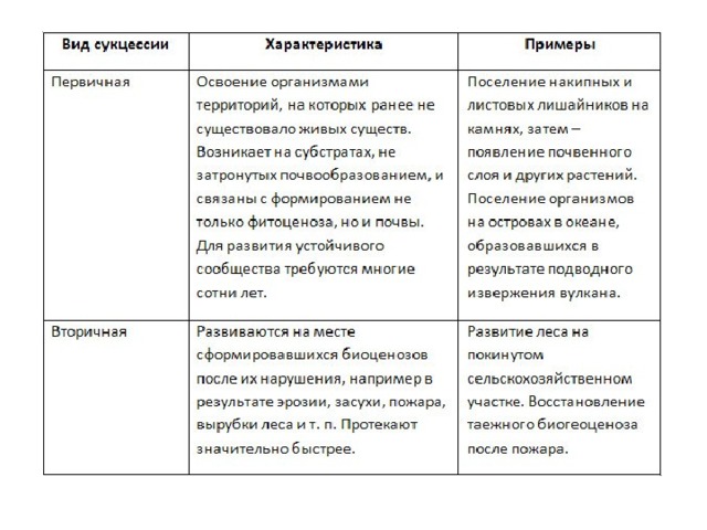 Смена биогеоценоза схема