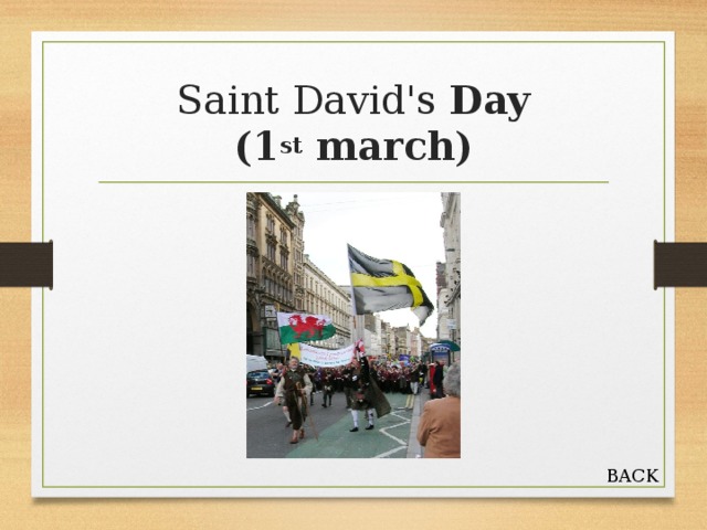Saint David's  Day  (1 st march) BACK