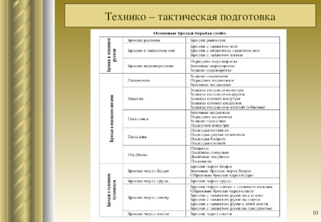 Технико – тактическая подготовка