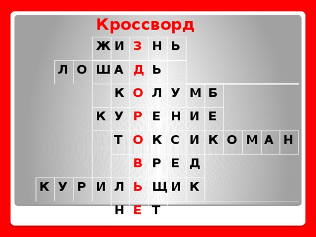 Кроссворд Л Ж О И Ш А З Н Д К К К Ь У Ь О У Р Т Р Л Е И У О Л М В Н К Н Ь С Р И Б Е Щ И Е Е Д И Т К К О М А Н