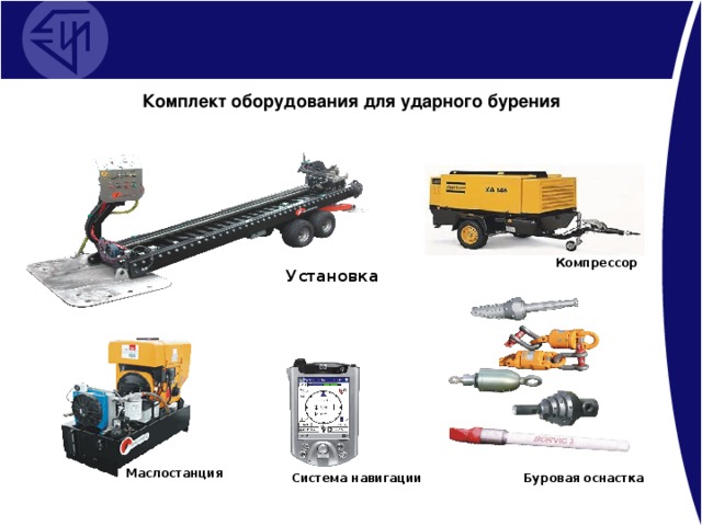 Комплект оборудования для ударного бурения Компрессор Установка Маслостанция Буровая оснастка Система навигации