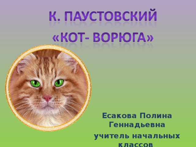 Есакова Полина Геннадьевна учитель начальных классов МОУ «СОШ № 222»