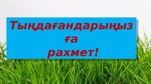 Тыңдағандарыңызға  рахмет!