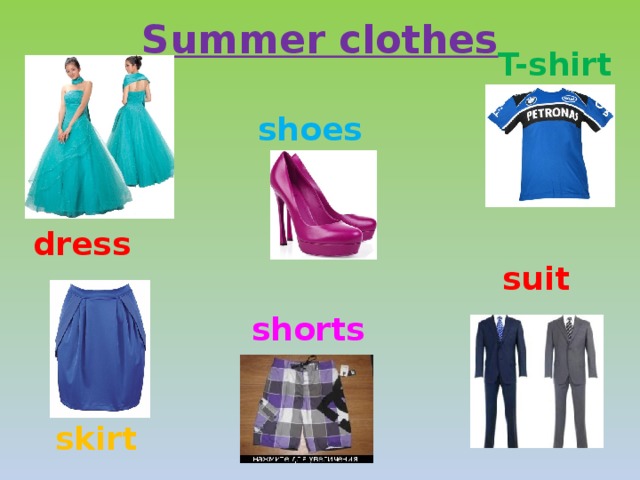 Summer clothes T-shirt shoes dress suit shorts skirt