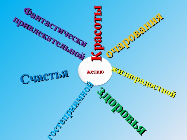 Красоты  очарования жизнерадостной здоровья гостеприимной  Счастья  Фантастически  привлекательной желаю